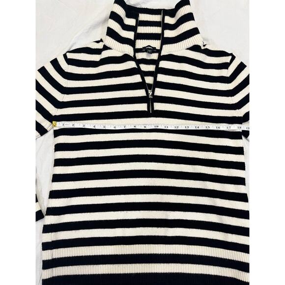 Express Women’s Quarter Zip, XS Black/White Striped Viscose Blend Cozy Soft - Picture 8 of 11